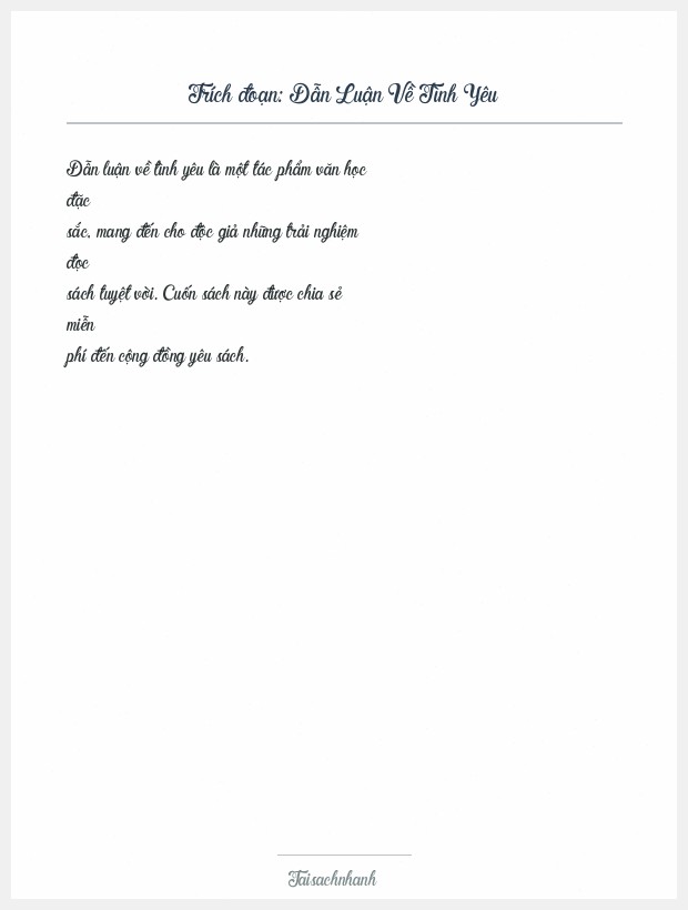 Trích đoạn Dẫn Luận Về Tình Yêu