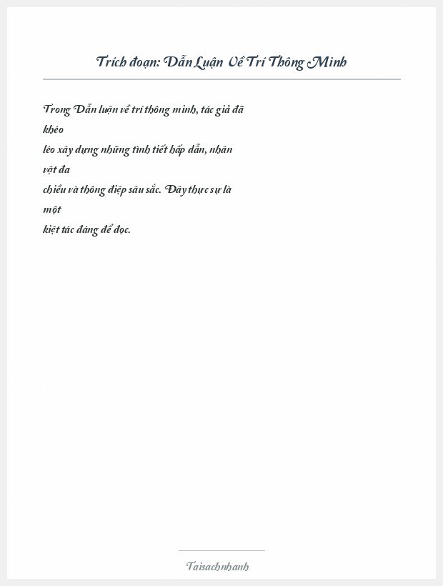 Trích đoạn Dẫn Luận Về Trí Thông Minh