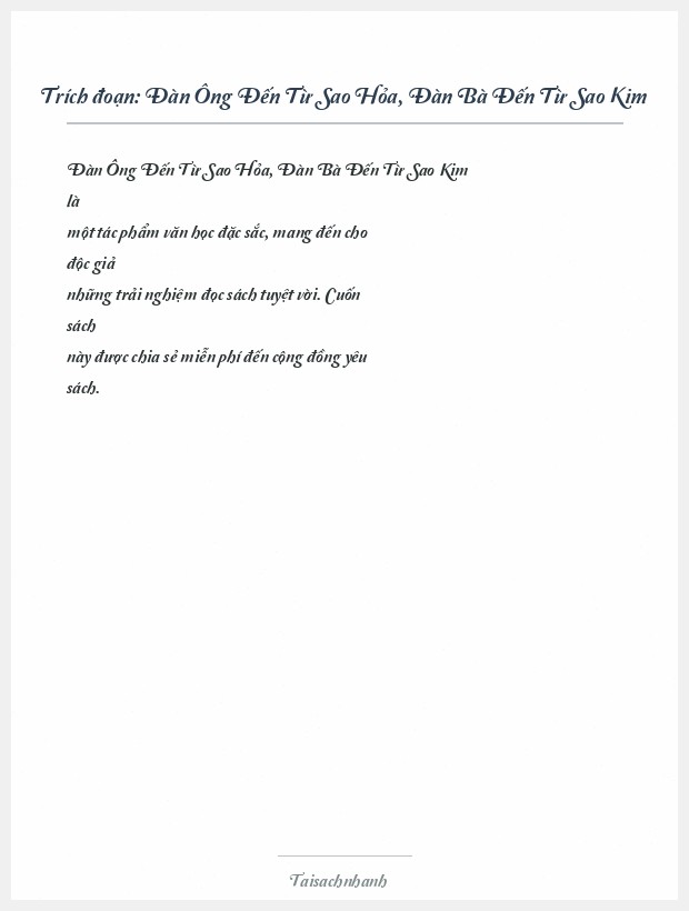 Trích đoạn Đàn Ông Đến Từ Sao Hỏa, Đàn Bà Đến Từ Sao Kim