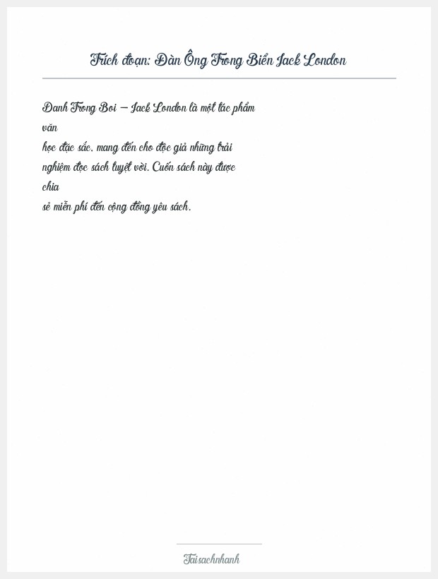 Trích đoạn Đàn Ông Trong Biển Jack London
