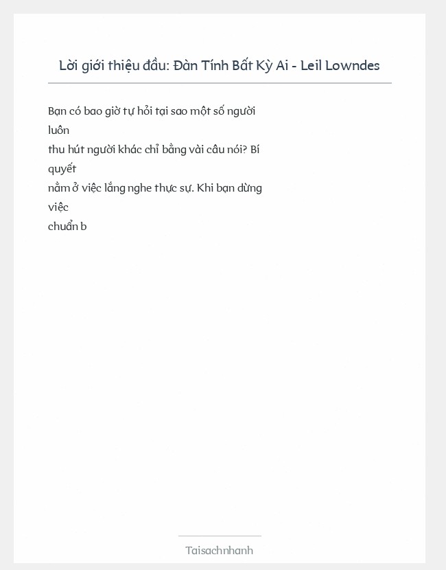 Trích đoạn Đàn Tính Bất Kỳ Ai - Leil Lowndes