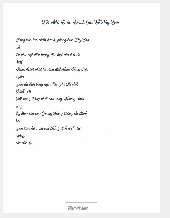 Trích đoạn Đánh Giá Về Tây Sơn