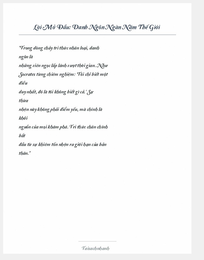 Trích đoạn Danh Ngôn Ngàn Năm Thế Giới