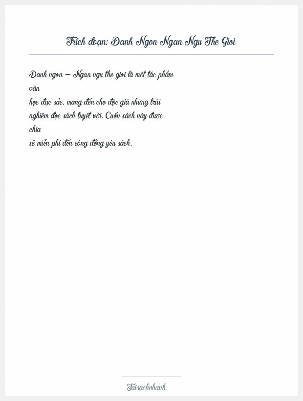 Trích đoạn Danh Ngon Ngan Ngu The Gioi