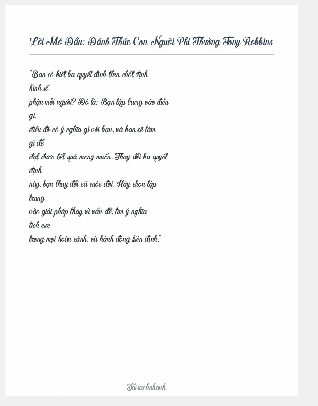 Trích đoạn Đánh Thức Con Người Phi Thường Tony Robbins