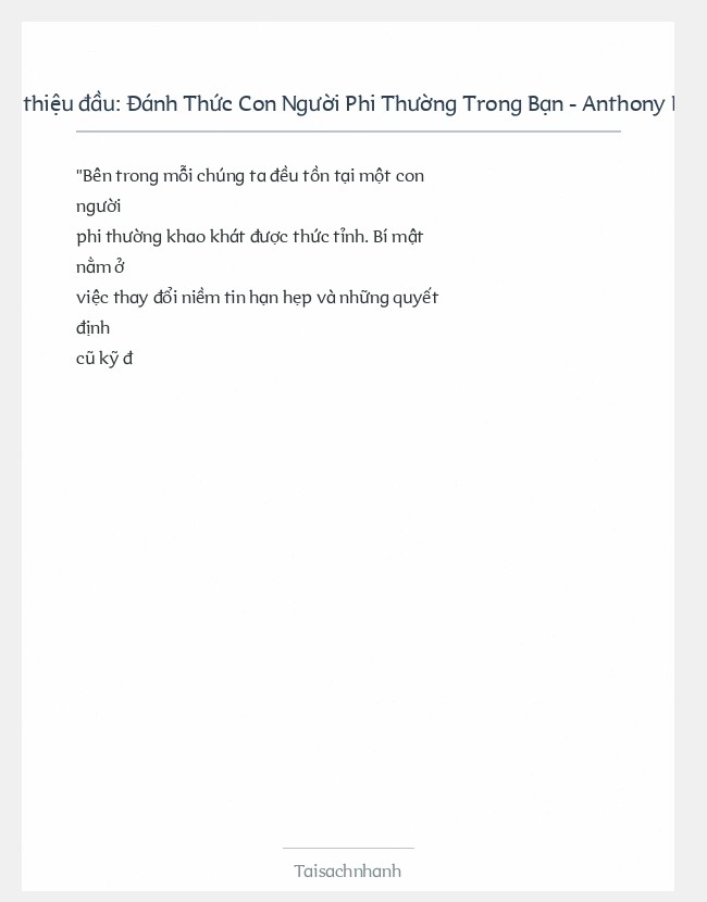 Trích đoạn Đánh Thức Con Người Phi Thường Trong Bạn - Anthony Robbins