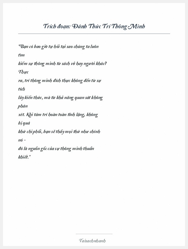 Trích đoạn Đánh Thức Trí Thông Minh
