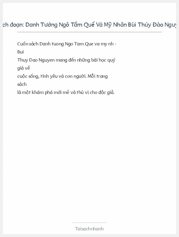 Trích đoạn Danh Tướng Ngô Tầm Quế Và Mỹ Nhân Bùi Thúy Đào Nguyên