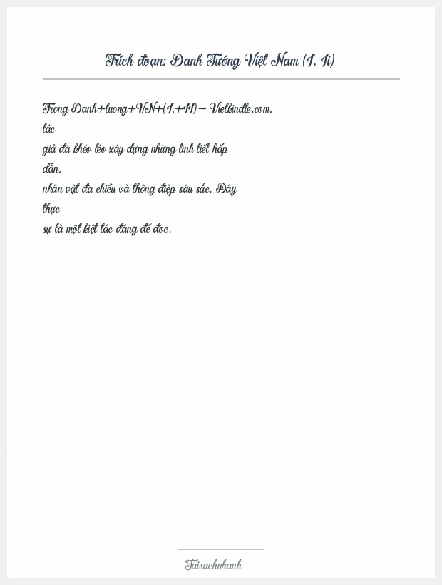 Trích đoạn Danh Tướng Việt Nam (I, Ii)