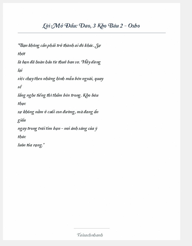 Trích đoạn Dao, 3 Kho Báu 2 - Osho