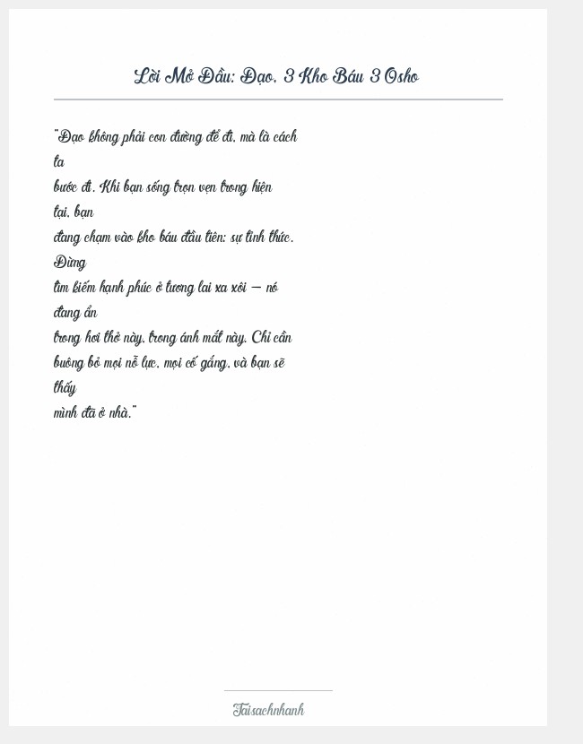 Trích đoạn Đạo, 3 Kho Báu 3 Osho