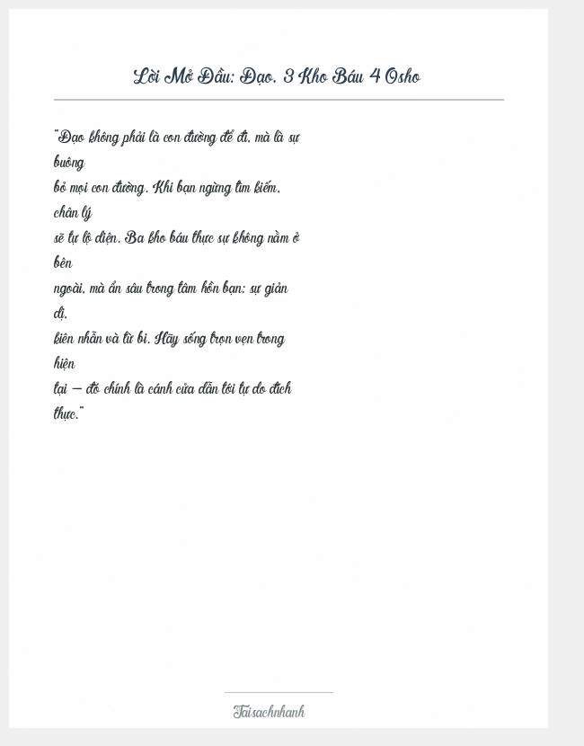 Trích đoạn Đạo, 3 Kho Báu 4 Osho
