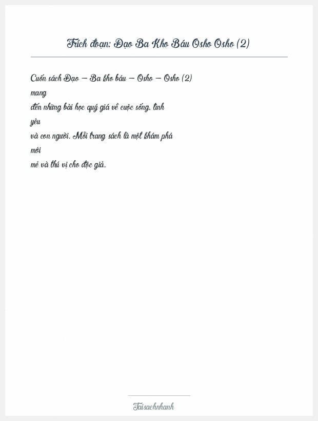 Trích đoạn Đạo Ba Kho Báu Osho Osho (2)