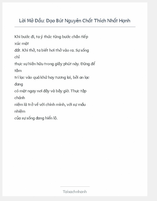Trích đoạn Đạo Bút Nguyên Chất Thích Nhất Hạnh