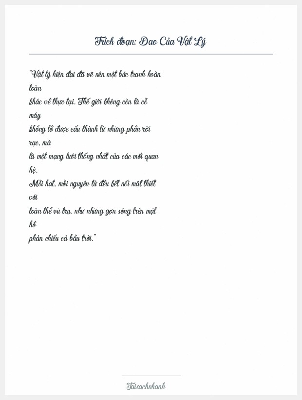 Trích đoạn Dao Của Vật Lý