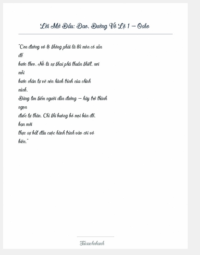 Trích đoạn Dao, Đường Vô Lộ 1 - Osho
