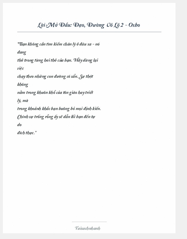 Trích đoạn Đạo, Đường Vô Lộ 2 - Osho