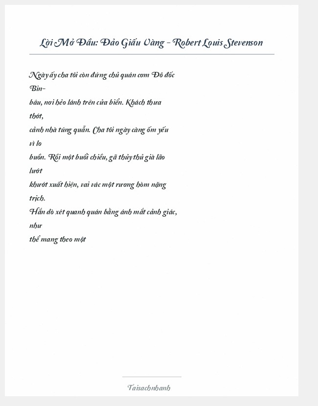 Trích đoạn Đảo Giấu Vàng - Robert Louis Stevenson
