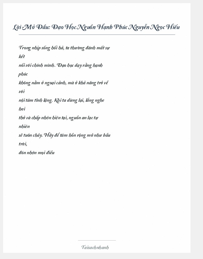 Trích đoạn Đạo Học Nguồn Hạnh Phúc Nguyễn Ngọc Hiếu