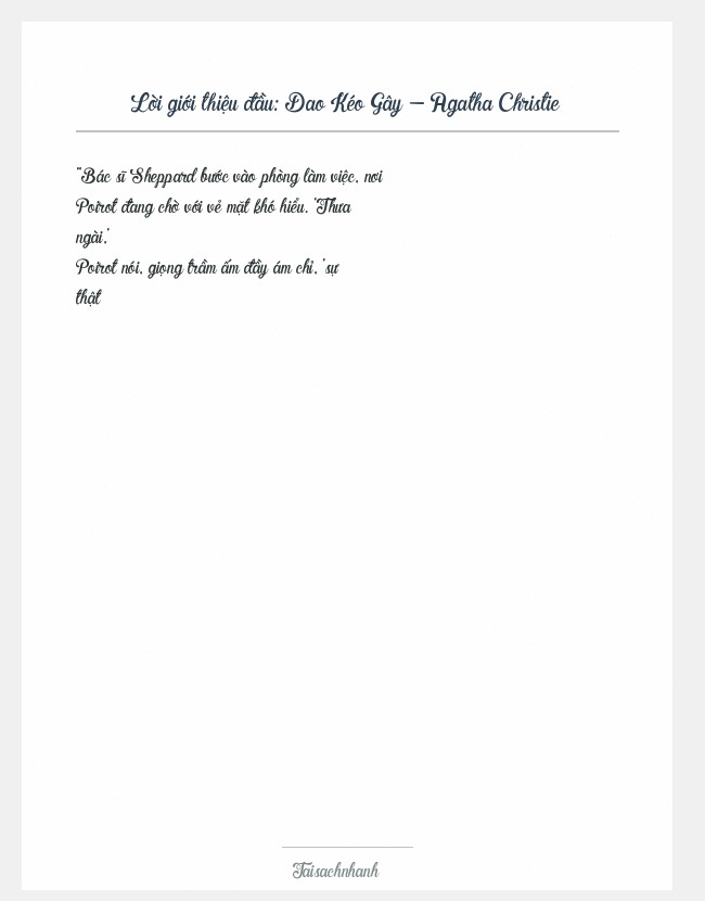 Trích đoạn Dao Kéo Gây - Agatha Christie