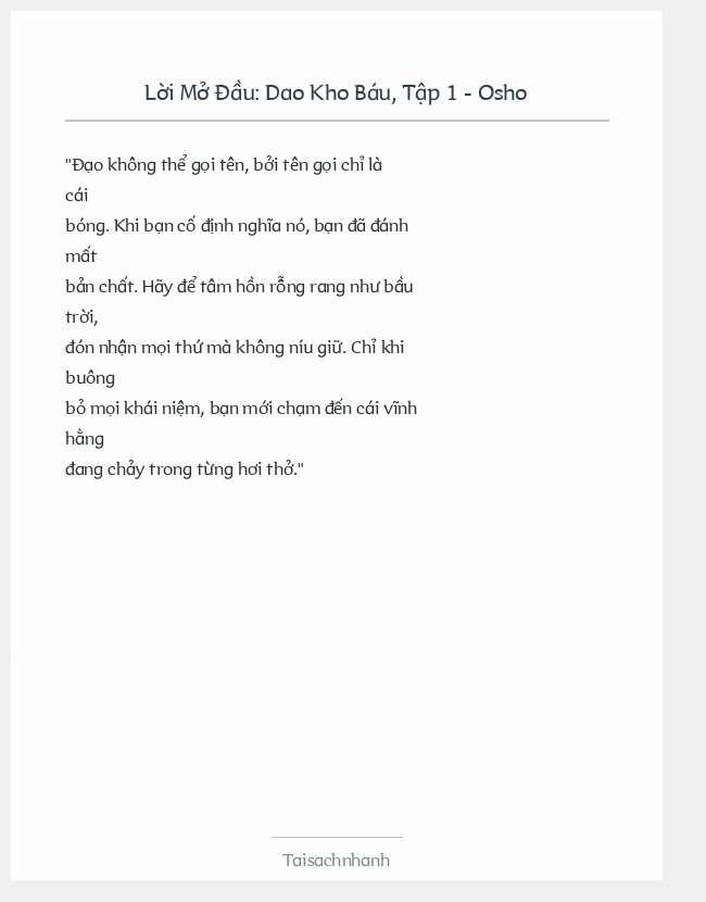 Trích đoạn Dao Kho Báu, Tập 1 - Osho