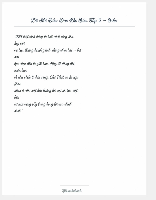 Trích đoạn Dao Kho Báu, Tập 2 - Osho