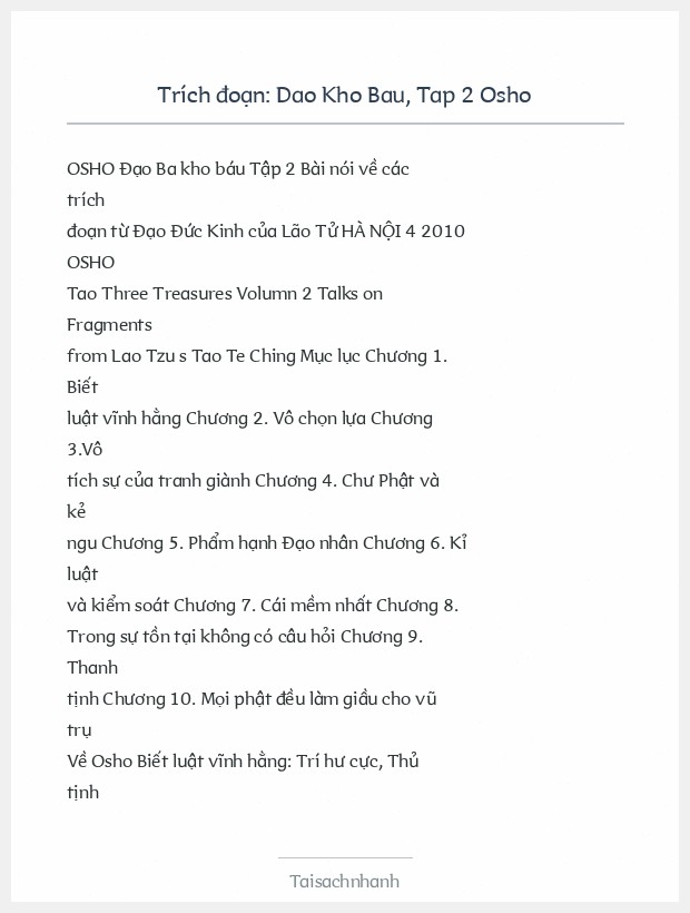 Trích đoạn Dao Kho Bau, Tap 2 Osho