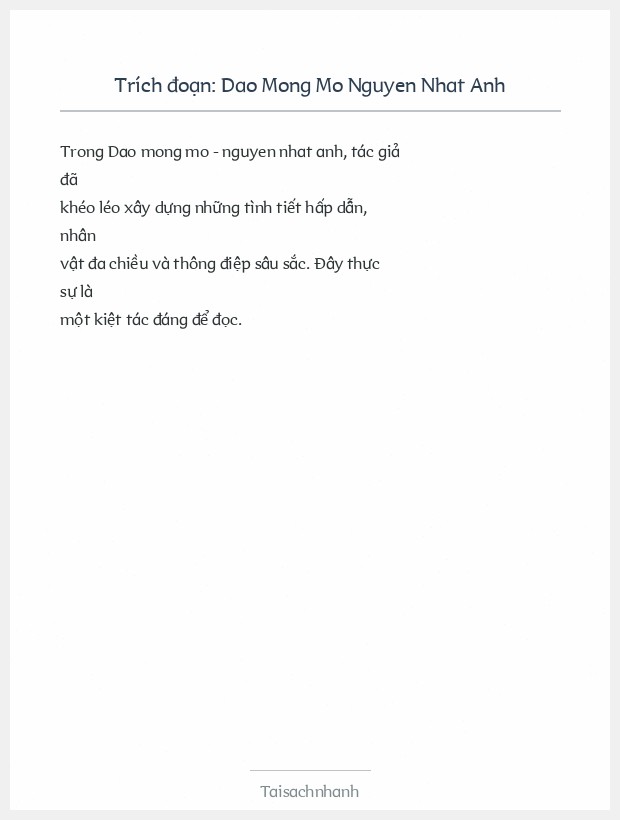 Trích đoạn Dao Mong Mo Nguyen Nhat Anh