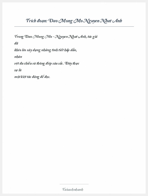 Trích đoạn Dao Mong Mo Nguyen Nhat Anh