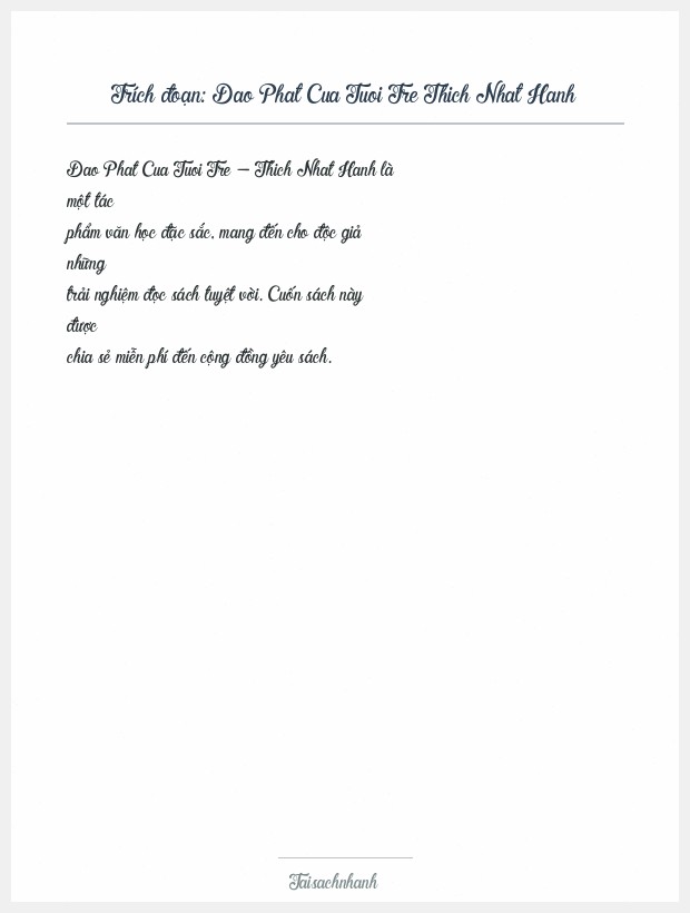Trích đoạn Dao Phat Cua Tuoi Tre Thich Nhat Hanh
