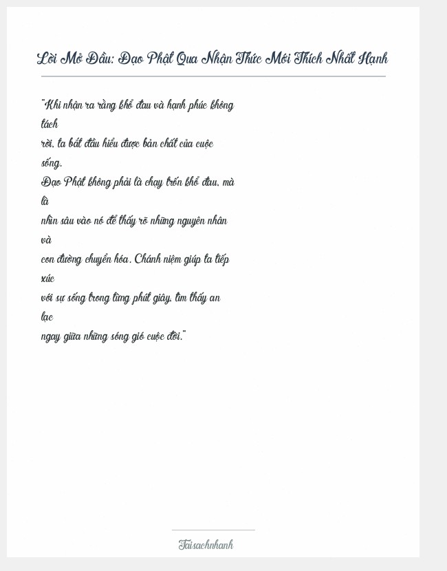 Trích đoạn Đạo Phật Qua Nhận Thức Mới Thích Nhất Hạnh