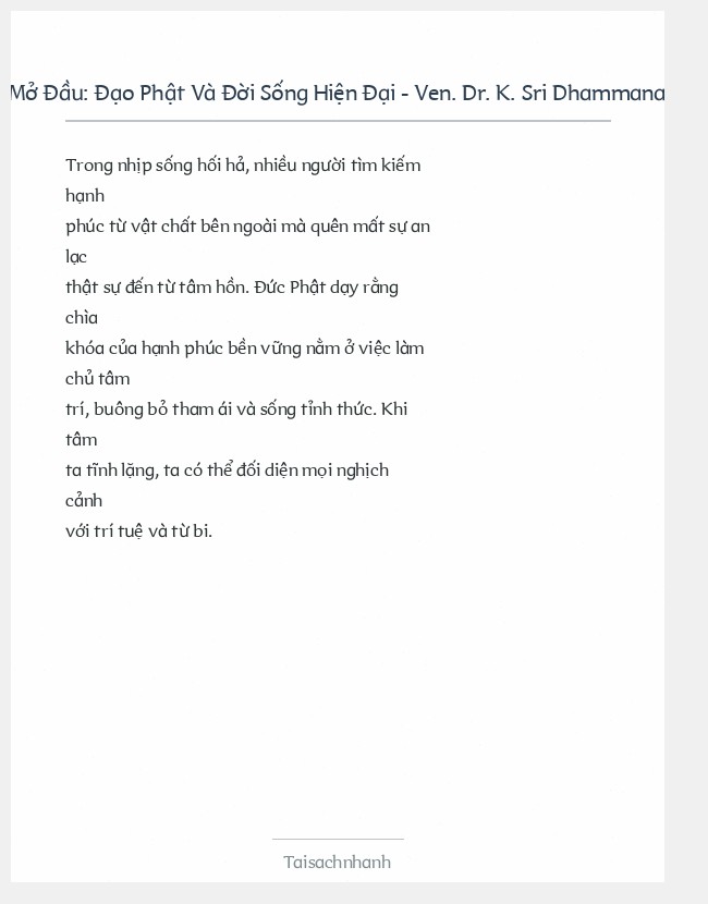 Trích đoạn Đạo Phật Và Đời Sống Hiện Đại - Ven. Dr. K. Sri Dhammananda
