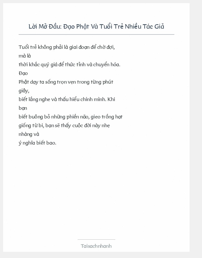 Trích đoạn Đạo Phật Và Tuổi Trẻ Nhiều Tác Giả