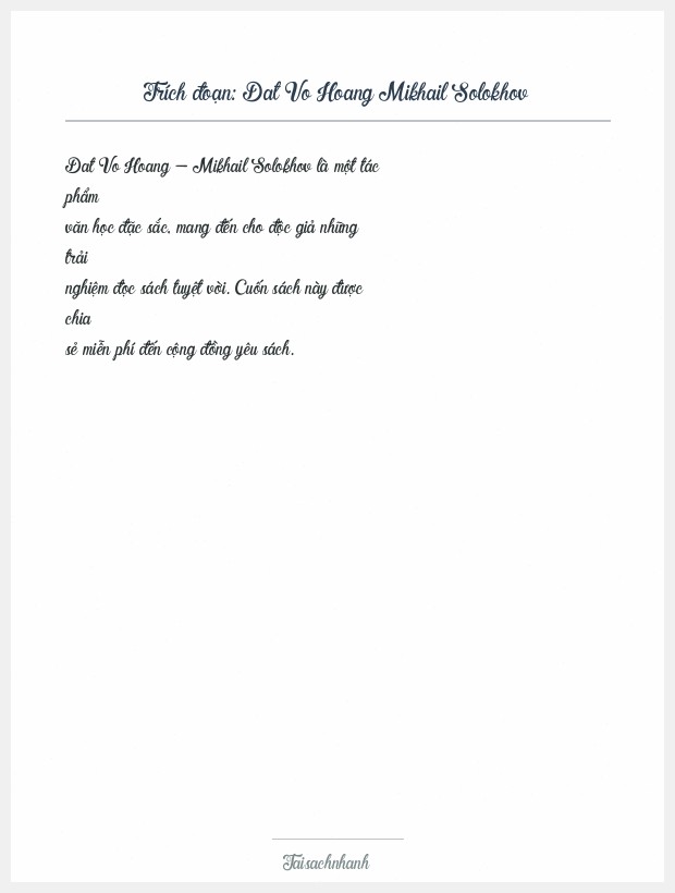 Trích đoạn Dat Vo Hoang Mikhail Solokhov