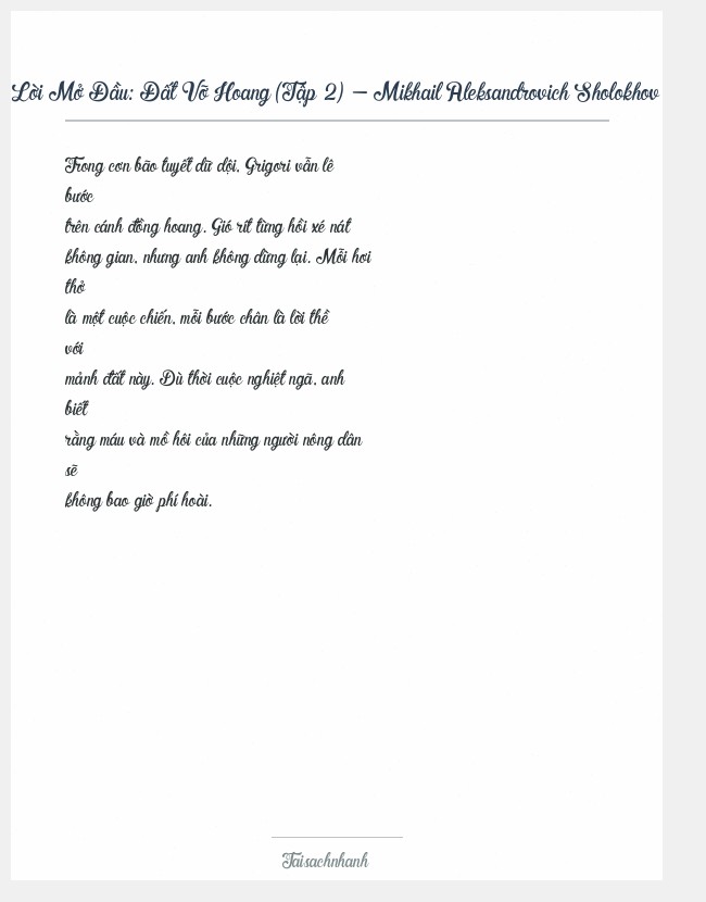 Trích đoạn Đất Vỡ Hoang (Tập 2) - Mikhail Aleksandrovich Sholokhov