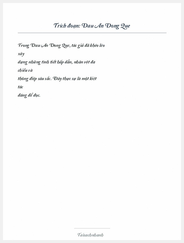 Trích đoạn Dau An Dong Que