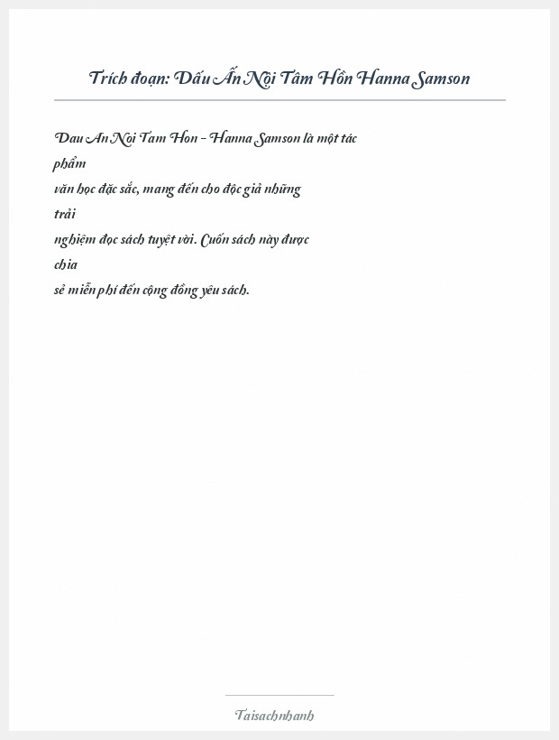 Trích đoạn Dấu Ấn Nội Tâm Hồn Hanna Samson