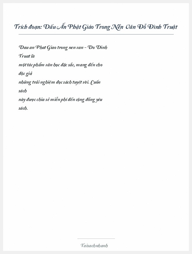 Trích đoạn Dấu Ấn Phật Giáo Trong Nền Văn Đỗ Đình Truật