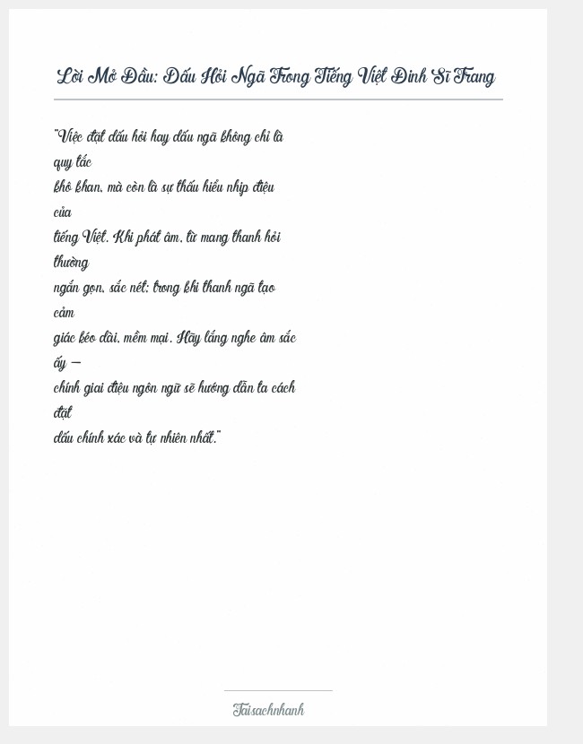 Trích đoạn Dấu Hỏi Ngã Trong Tiếng Việt Đinh Sĩ Trang
