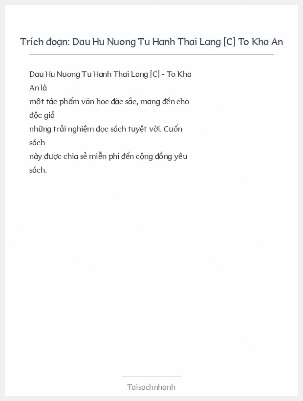 Trích đoạn Dau Hu Nuong Tu Hanh Thai Lang [C] To Kha An