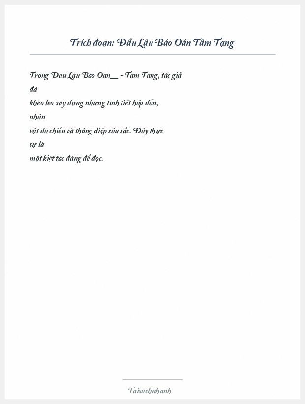 Trích đoạn Đầu Lâu Báo Oán Tâm Tạng