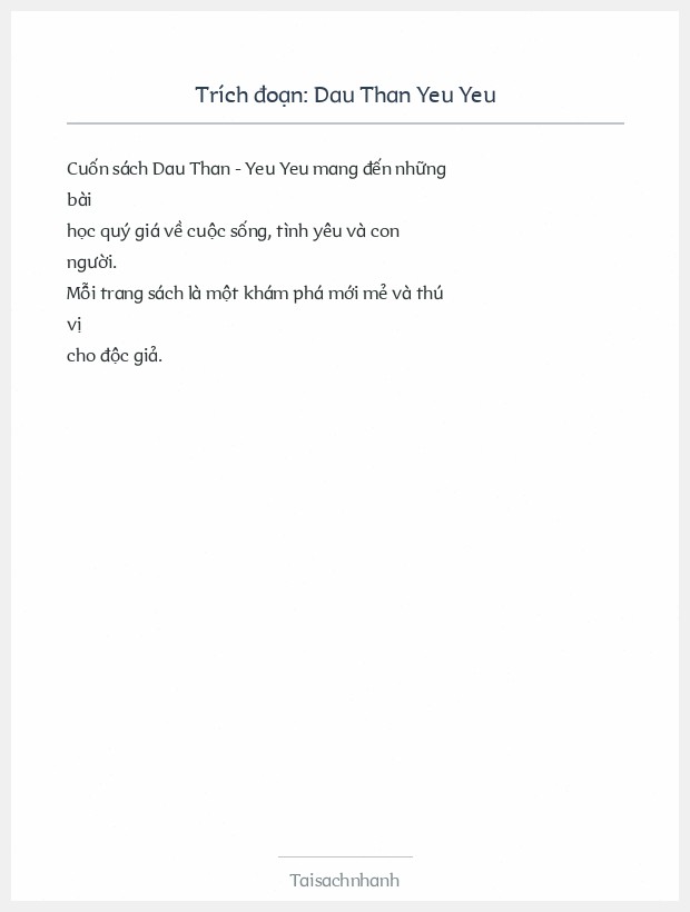 Trích đoạn Dau Than Yeu Yeu