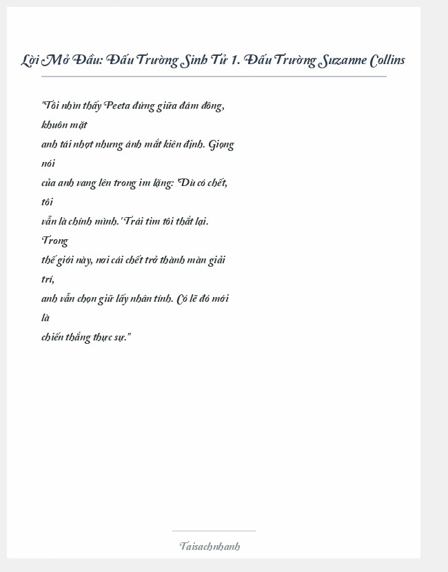 Trích đoạn Đấu Trường Sinh Tử 1. Đấu Trường Suzanne Collins