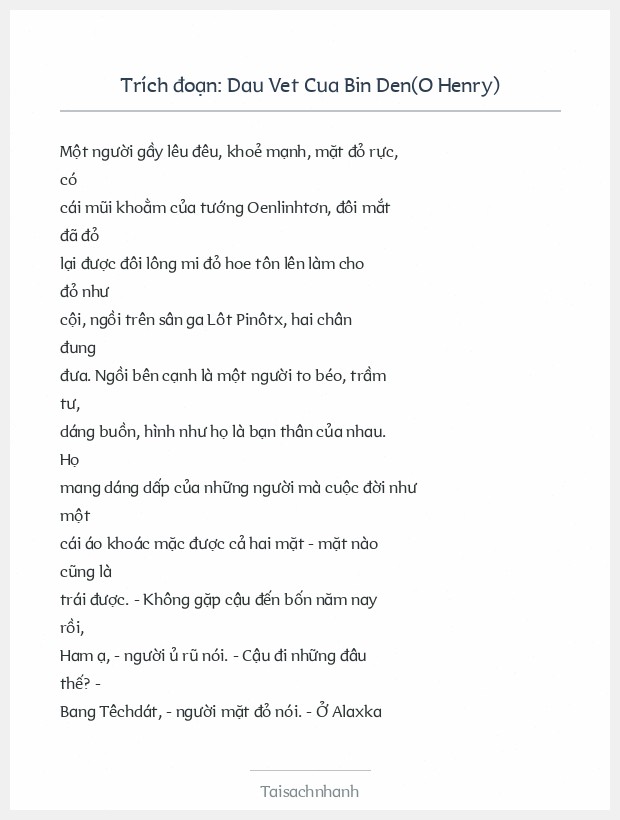 Trích đoạn Dau Vet Cua Bin Den(O Henry)