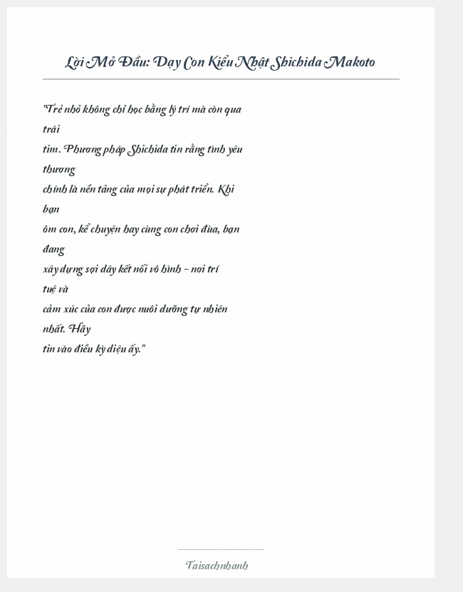 Trích đoạn Dạy Con Kiểu Nhật Shichida Makoto
