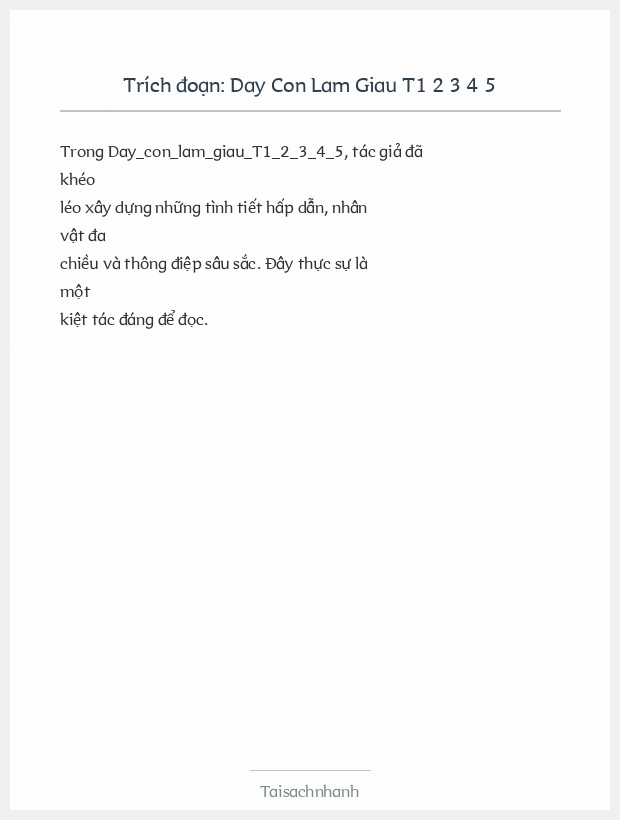 Trích đoạn Day Con Lam Giau T1 2 3 4 5