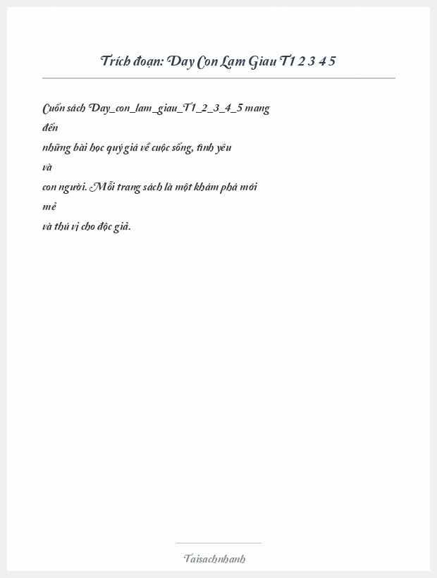Trích đoạn Day Con Lam Giau T1 2 3 4 5