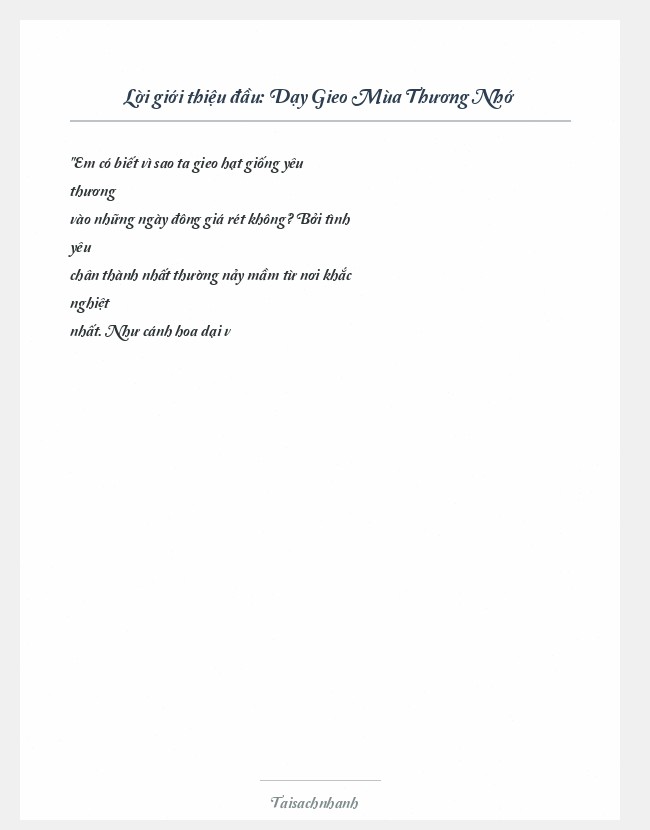 Trích đoạn Dạy Gieo Mùa Thương Nhớ