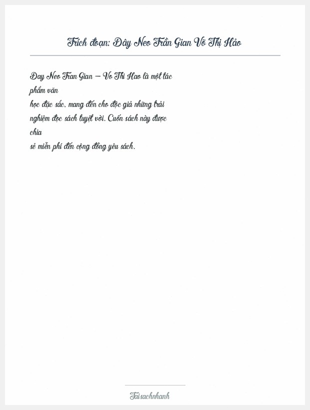 Trích đoạn Dây Neo Trần Gian Võ Thị Hảo