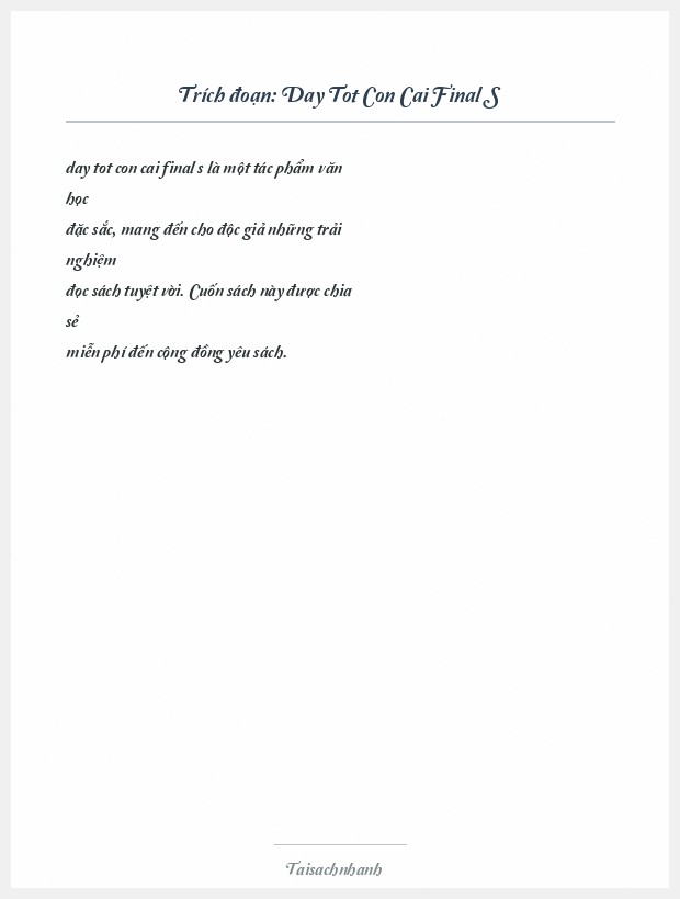 Trích đoạn Day Tot Con Cai Final S